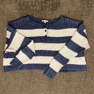 Blue and white striped sweater